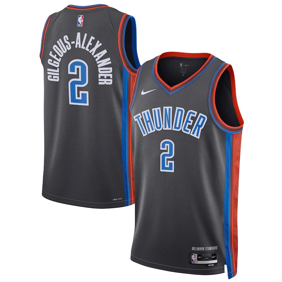 Men Oklahoma City Thunder #2 Shai Gilgeous-Alexander Nike Gray City Edition 2022-23 Swingman NBA Jersey->new orleans pelicans->NBA Jersey